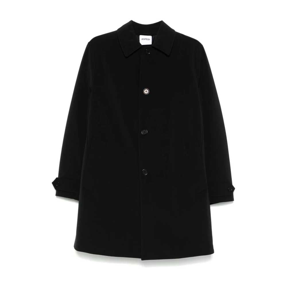 Aspesi Men's Black Single-Breasted Coats, M, Stylish Jackets Collection