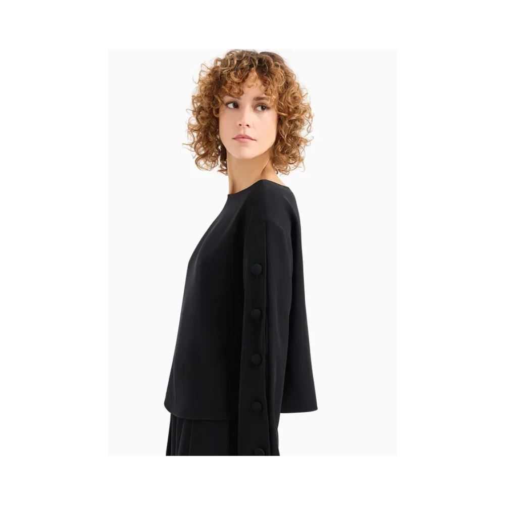 Emporio Armani Cady blouse met knoopdetail Black Dames