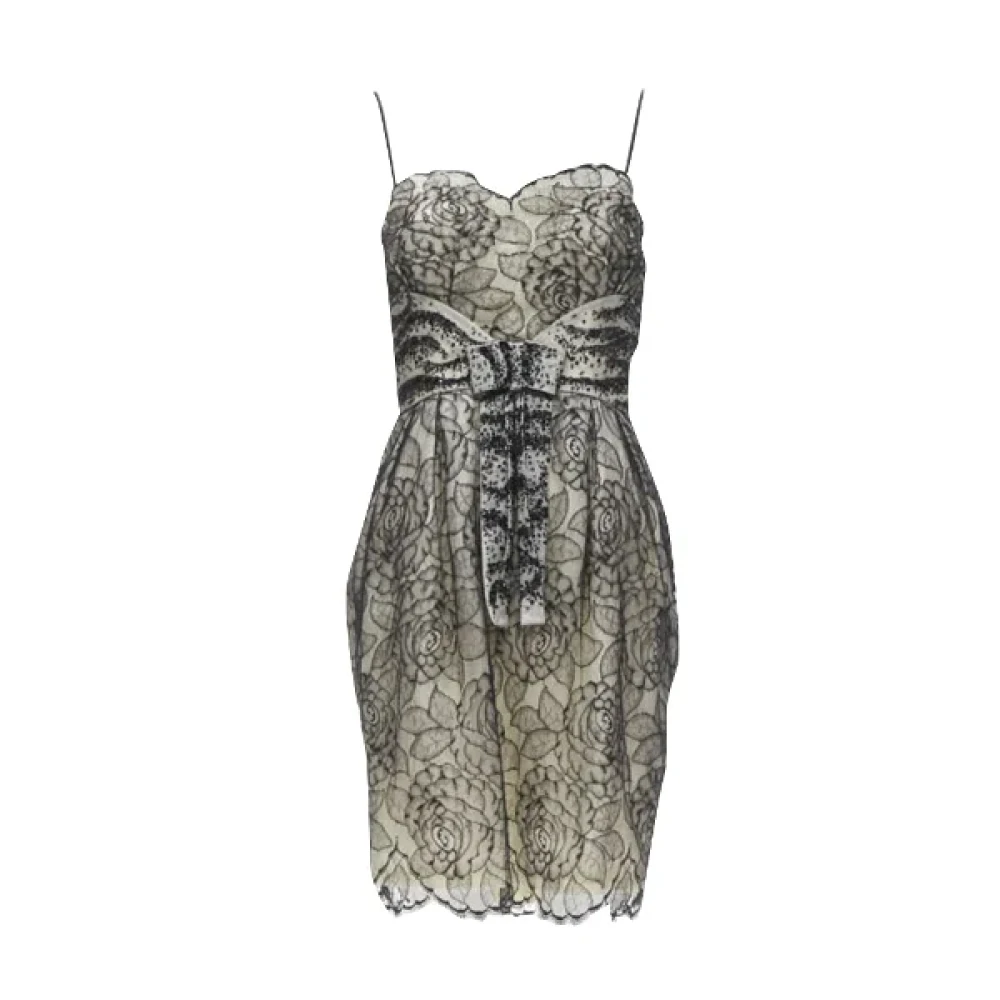 Dior Vintage Pre-owned Cotton dresses Beige Dames