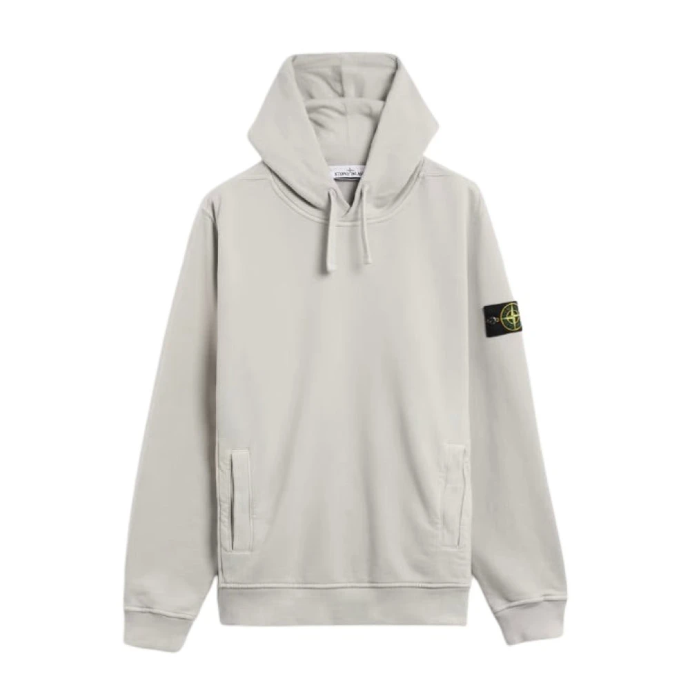 Stone Island Grå Bomullsfleece Hoodie Urban Stil Gray, Herr