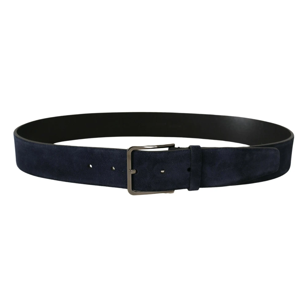 Dolce & Gabbana Marine Elegant Fluweel Leren Riem Blue Heren