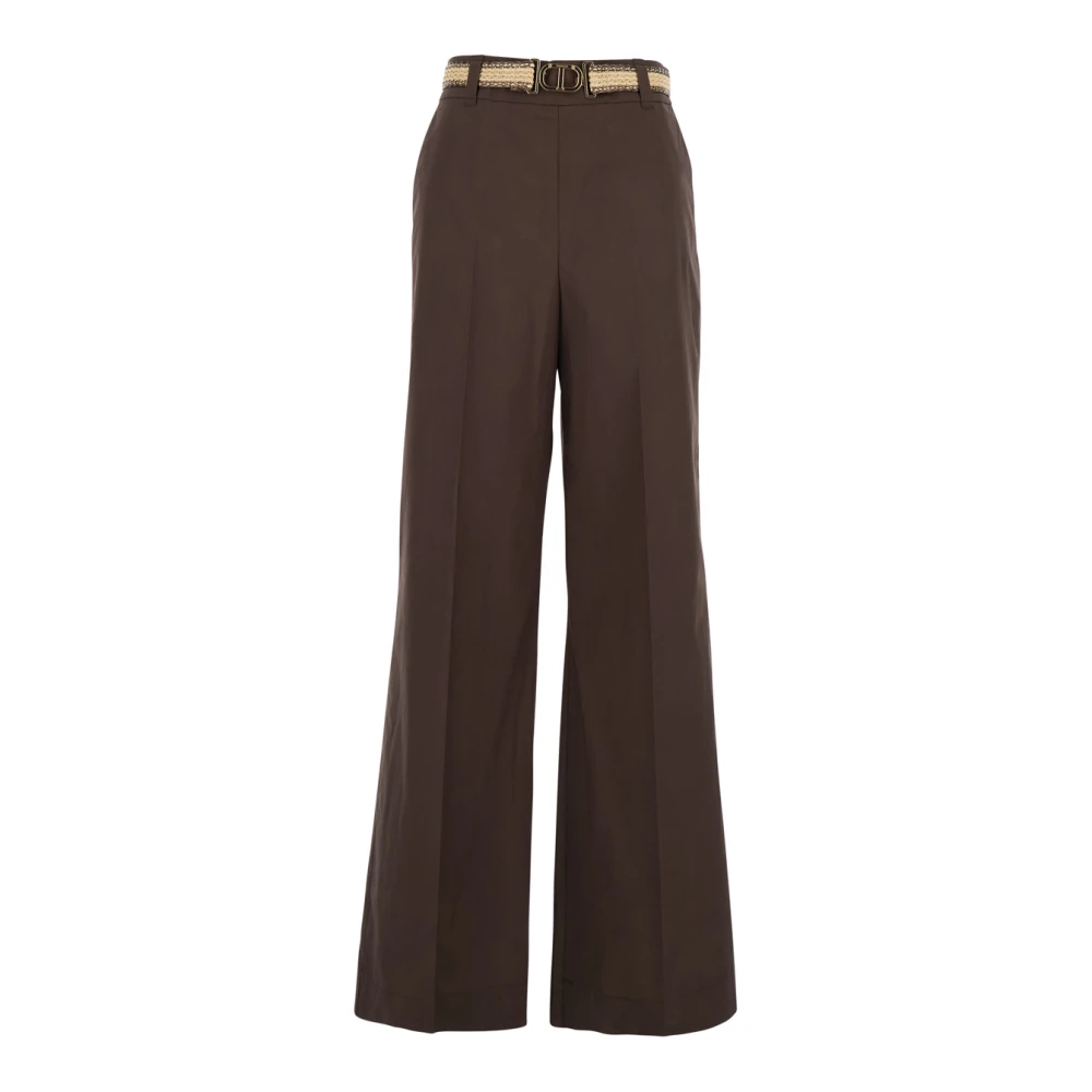 Twinset Women's Brown Palazzo Trousers - Wide Trousers - M - Trousers