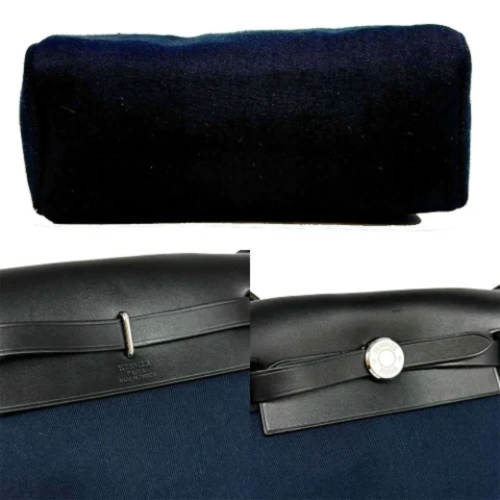 Hermès Vintage Pre-owned Canvas shoulder-bags Blue Dames