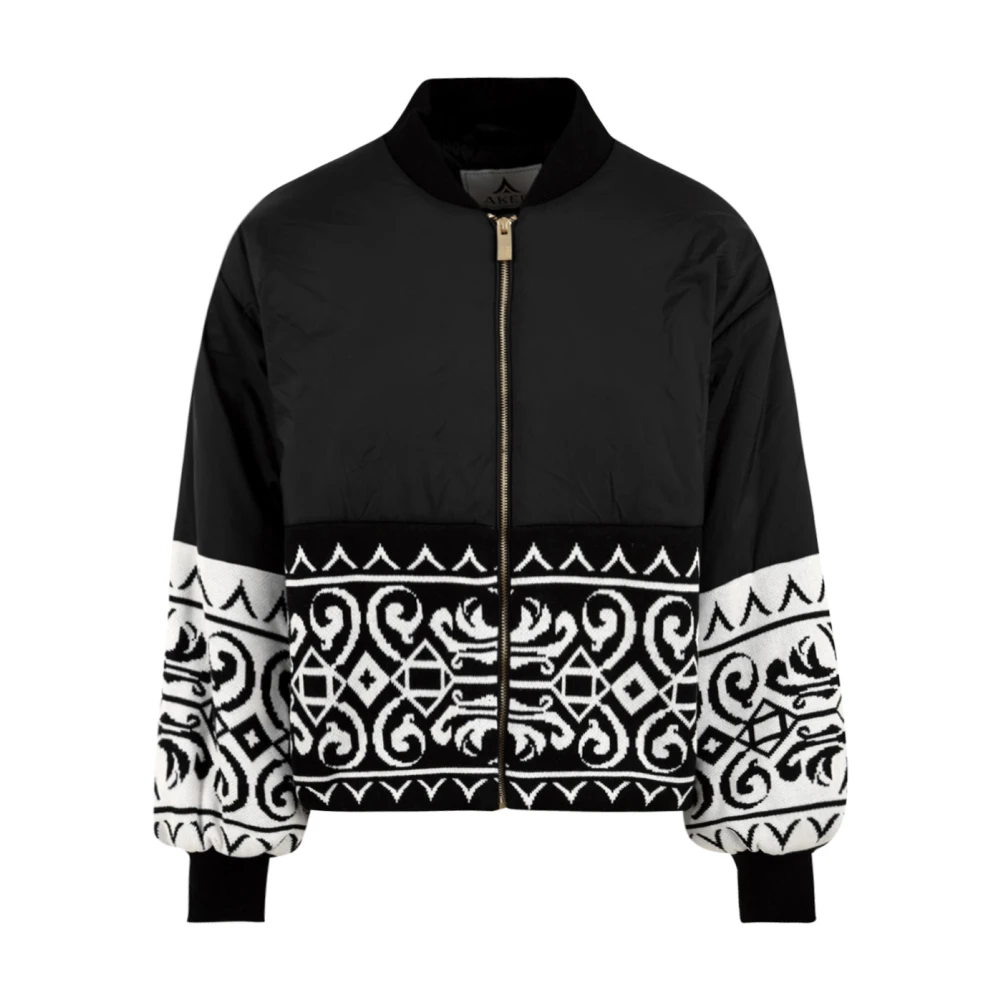 Akep Women's Black Bomber Jackets, S, Piumino Gbkd07302 02