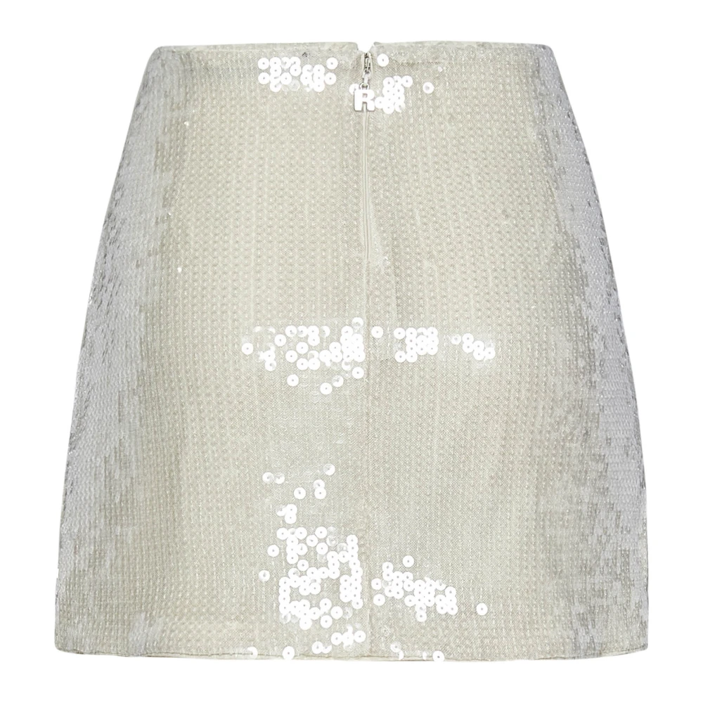 Rotate Birger Christensen Paillet Geborduurde Mini Rok Wit White Dames