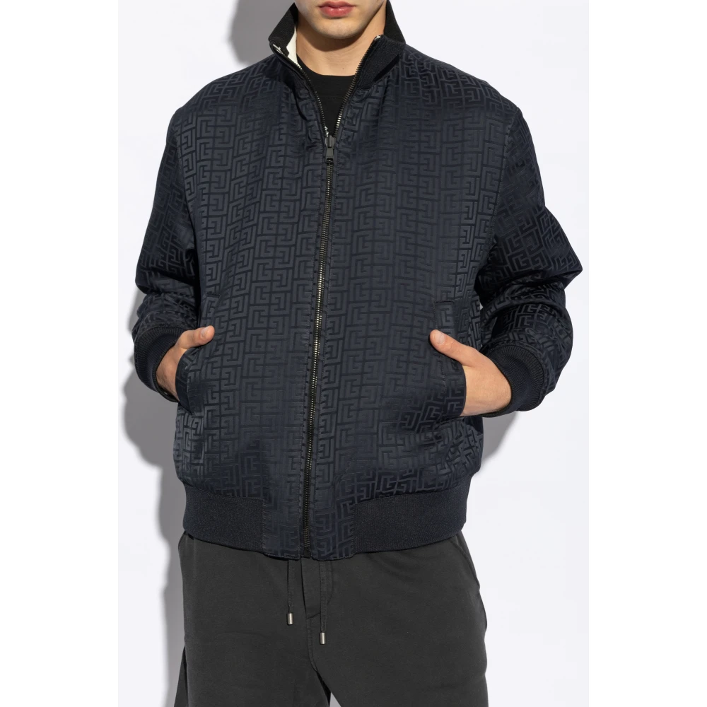 Balmain Omkeerbare jas met monogram Black Heren