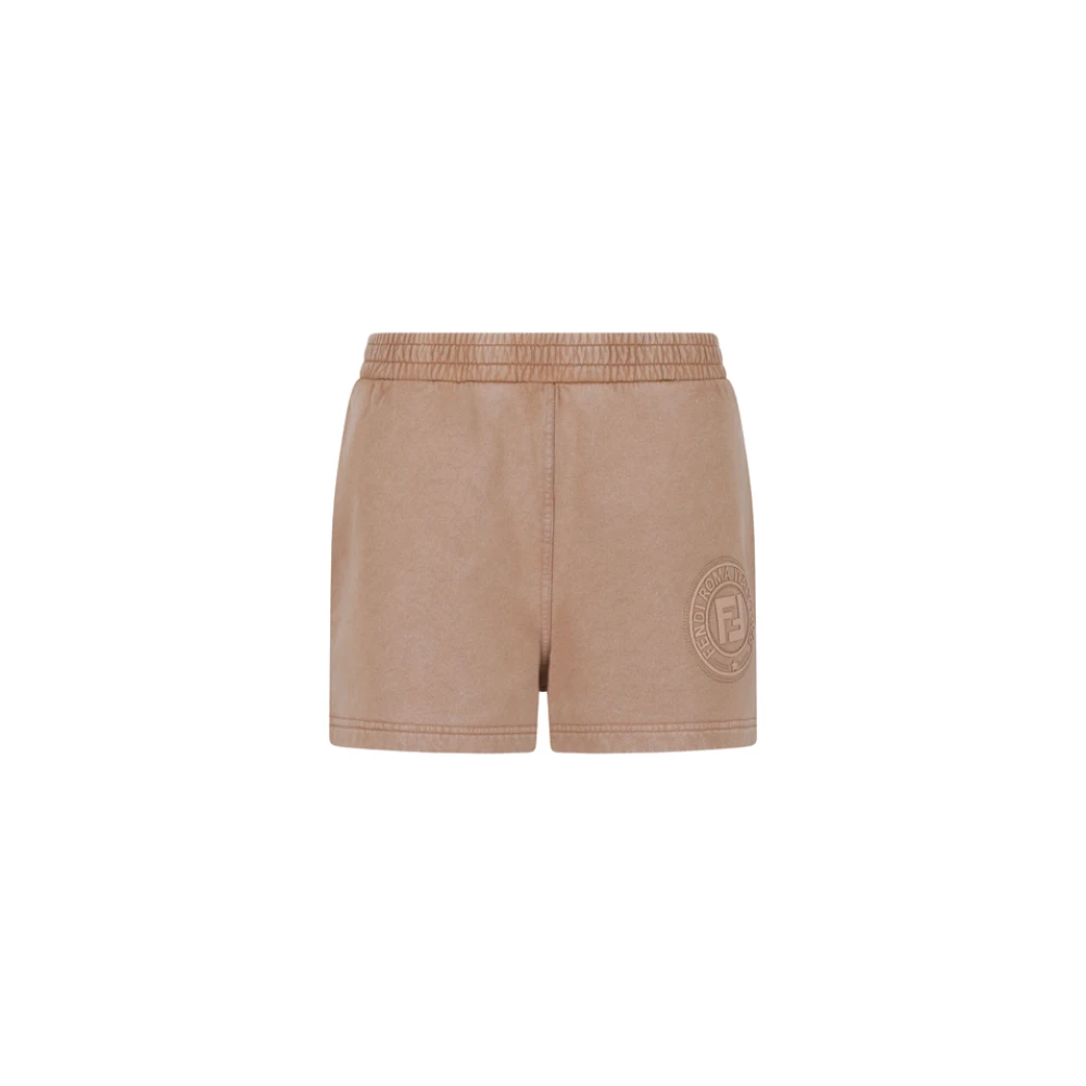 Fendi Women's Brown Jersey Roma Shorts In Trendy Style - Short Shorts - S - Shorts