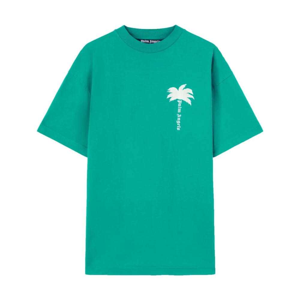Palm Angels Groen Off White T-Shirt met The Palm Design Green Heren