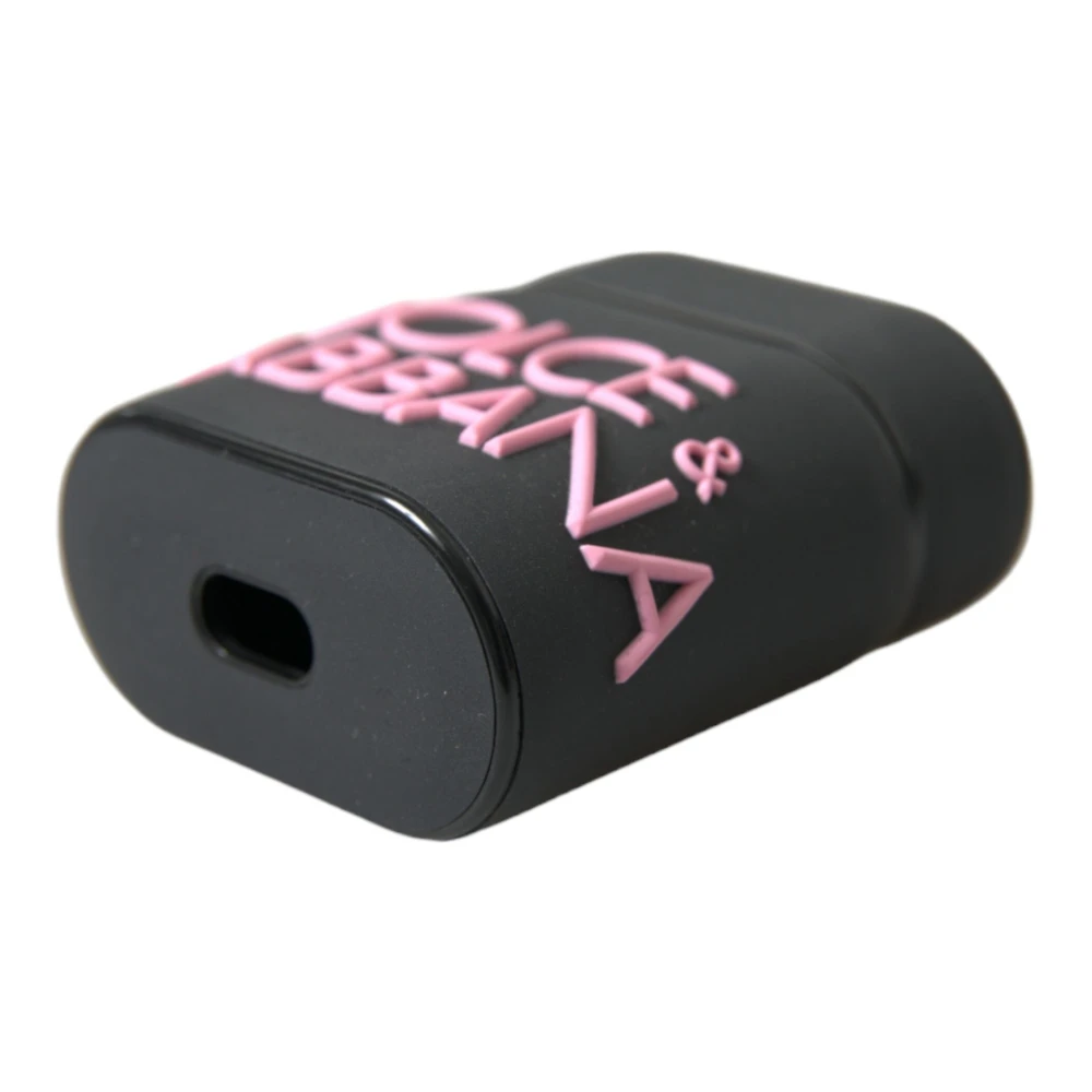 Dolce & Gabbana Elegant Bicolor Leren Airpods Hoesje Black Dames