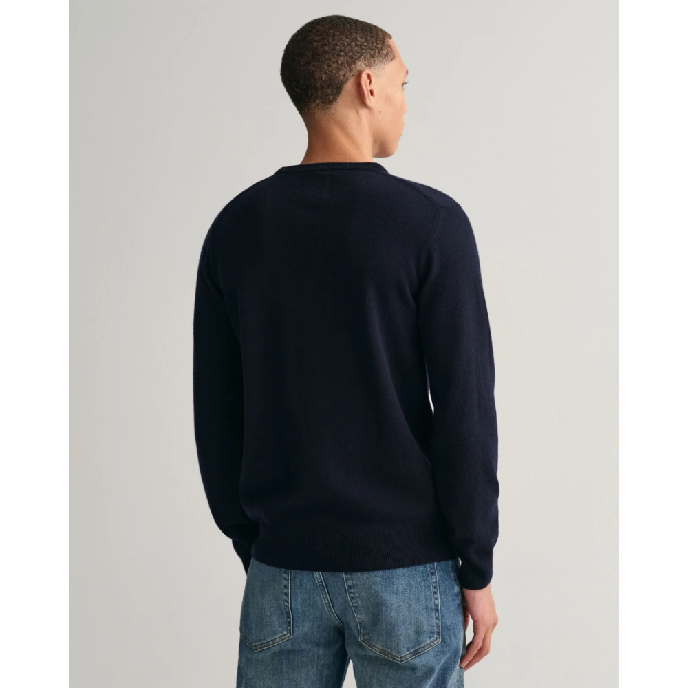 Gant Klassieke Wollen Trui Blue Heren