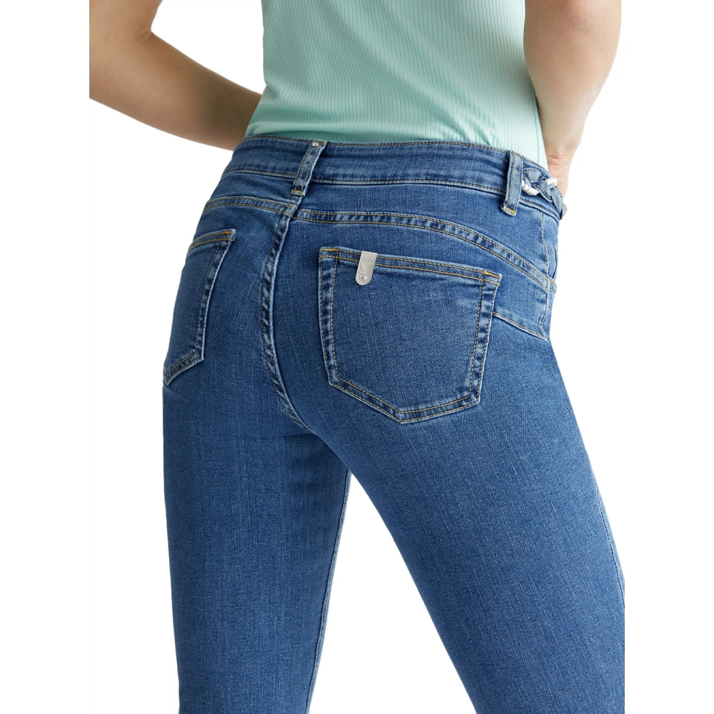 Liu Jo Blauwe Denim Flare Jeans met Parels Blue Dames