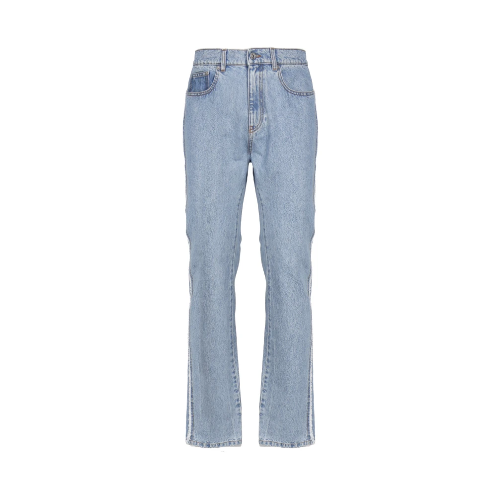 JW Anderson Blå Bomull Denim Jeans med Logo Patch Blue, Herr