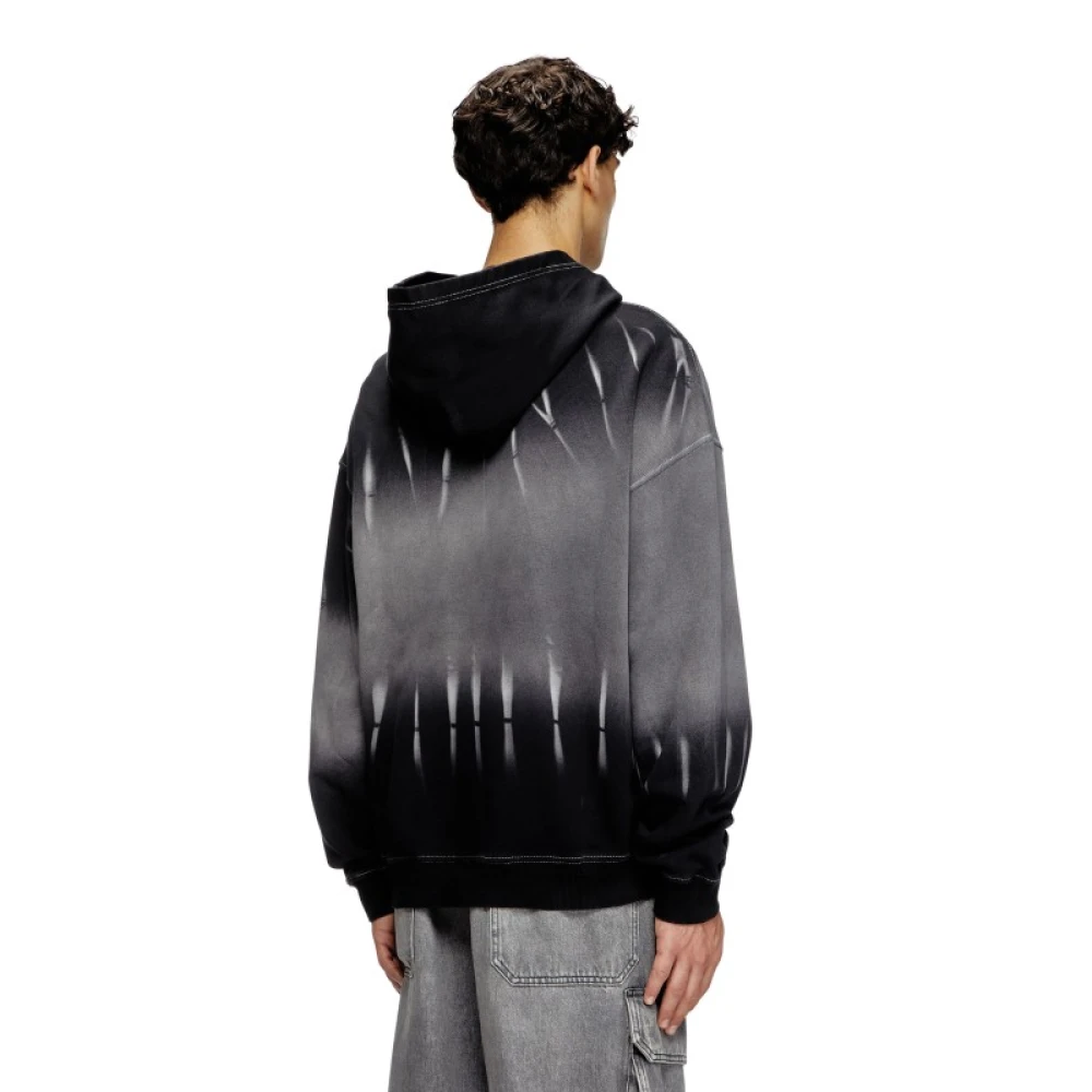 Diesel Tie-Dye hoodie met logoprint Gray Heren