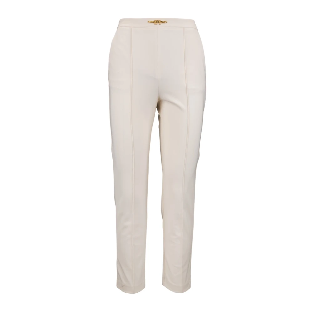 Elisabetta Franchi Slim-Fit Rits Haak Damesbroek Beige Dames