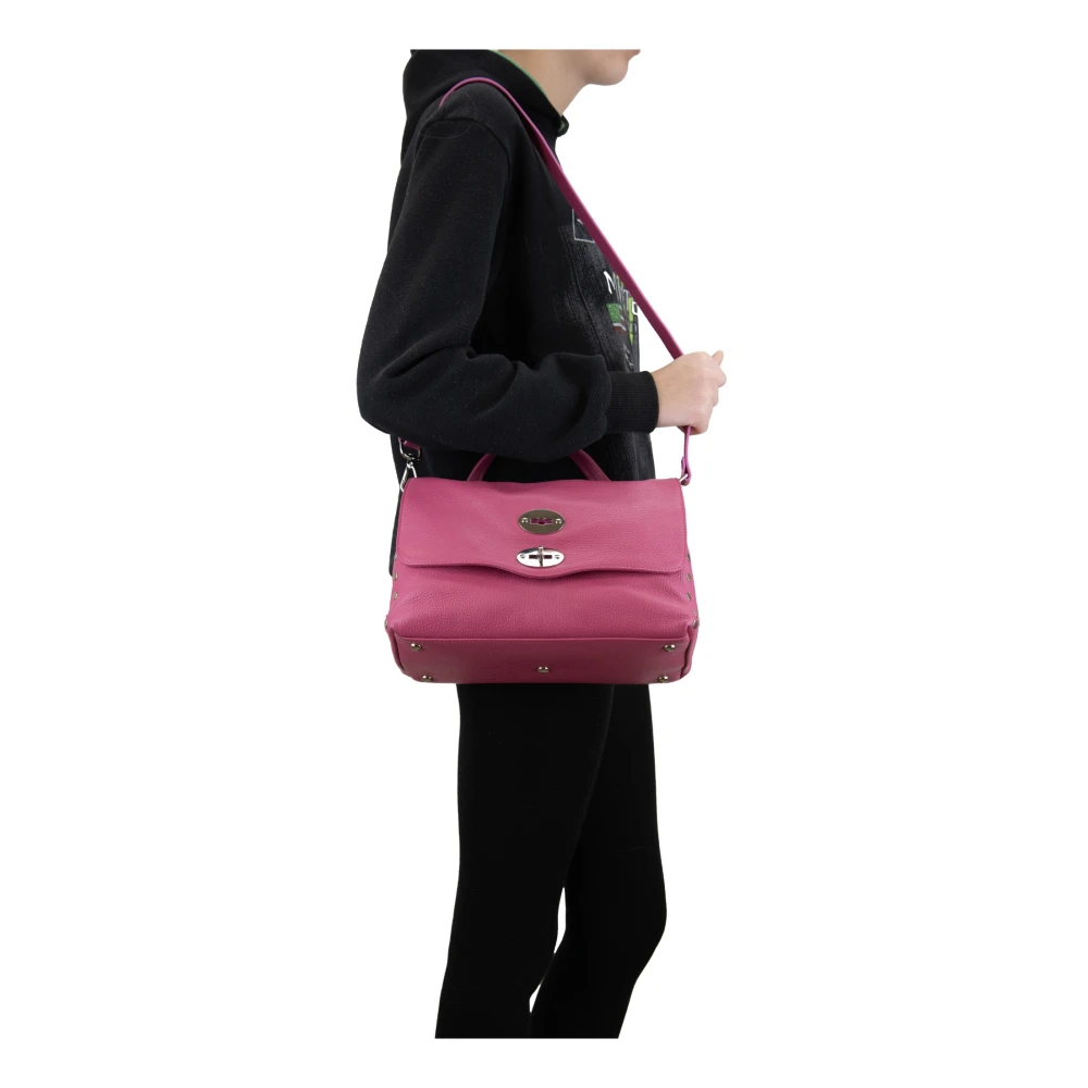 Zanellato Korrelig leren dames schoudertas Pink Dames