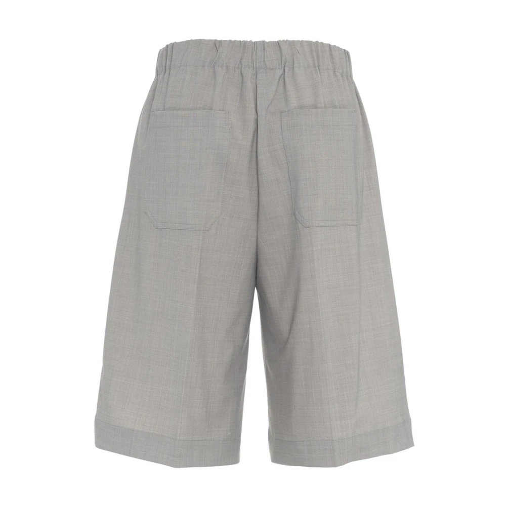 Semicouture Luxe Grijze Bermuda's Elastische Tailleband Gray Dames