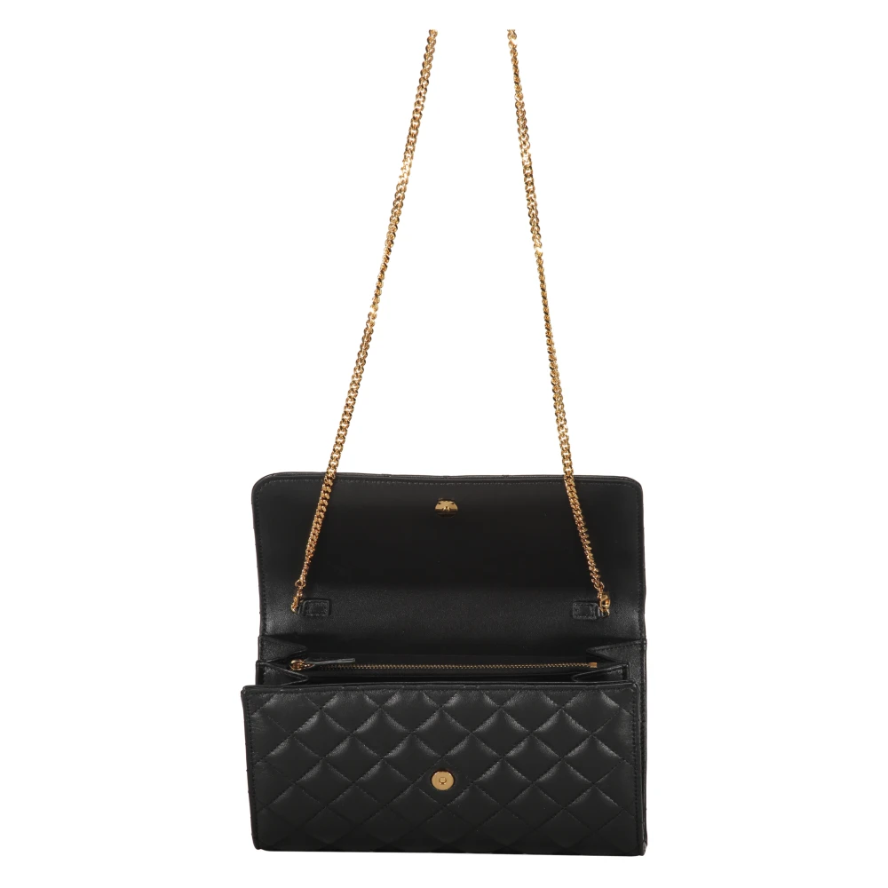 Versace Gewatteerde leren clutch met kettingriem Black Dames