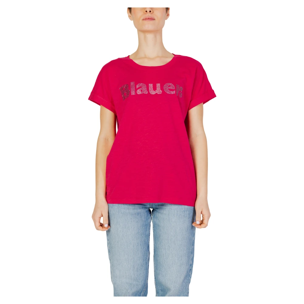 Blauer Dames T-Shirt Lente Zomer Collectie Pink Dames