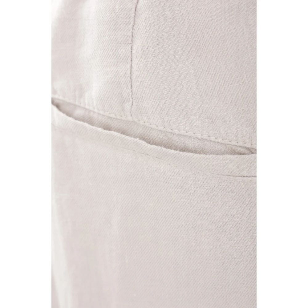 BRUNELLO CUCINELLI Beige Linnen Gabardine Elastische Taille Broek Pink Heren