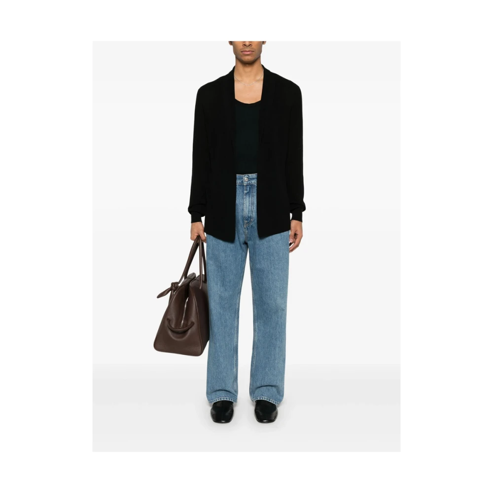 Roberto Collina Zwarte Open Front Sweater met Lange Mouwen Black Heren