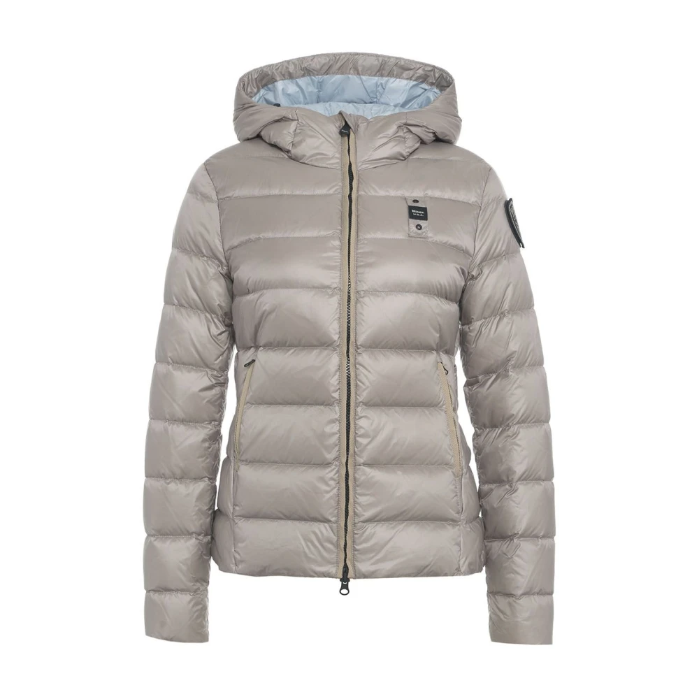 Blauer Gewatteerde donsjas met logodetails Gray Dames