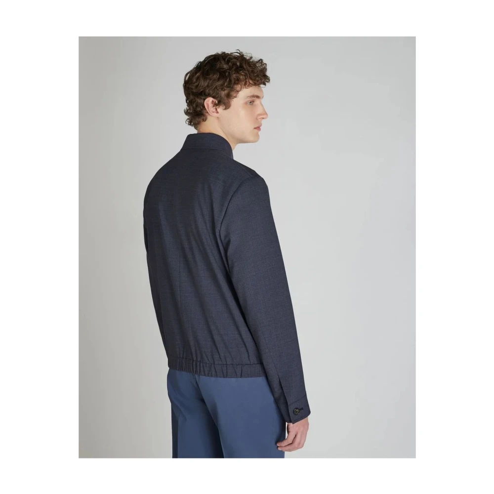 Incotex Stretch wollen bomberjack Blue Heren