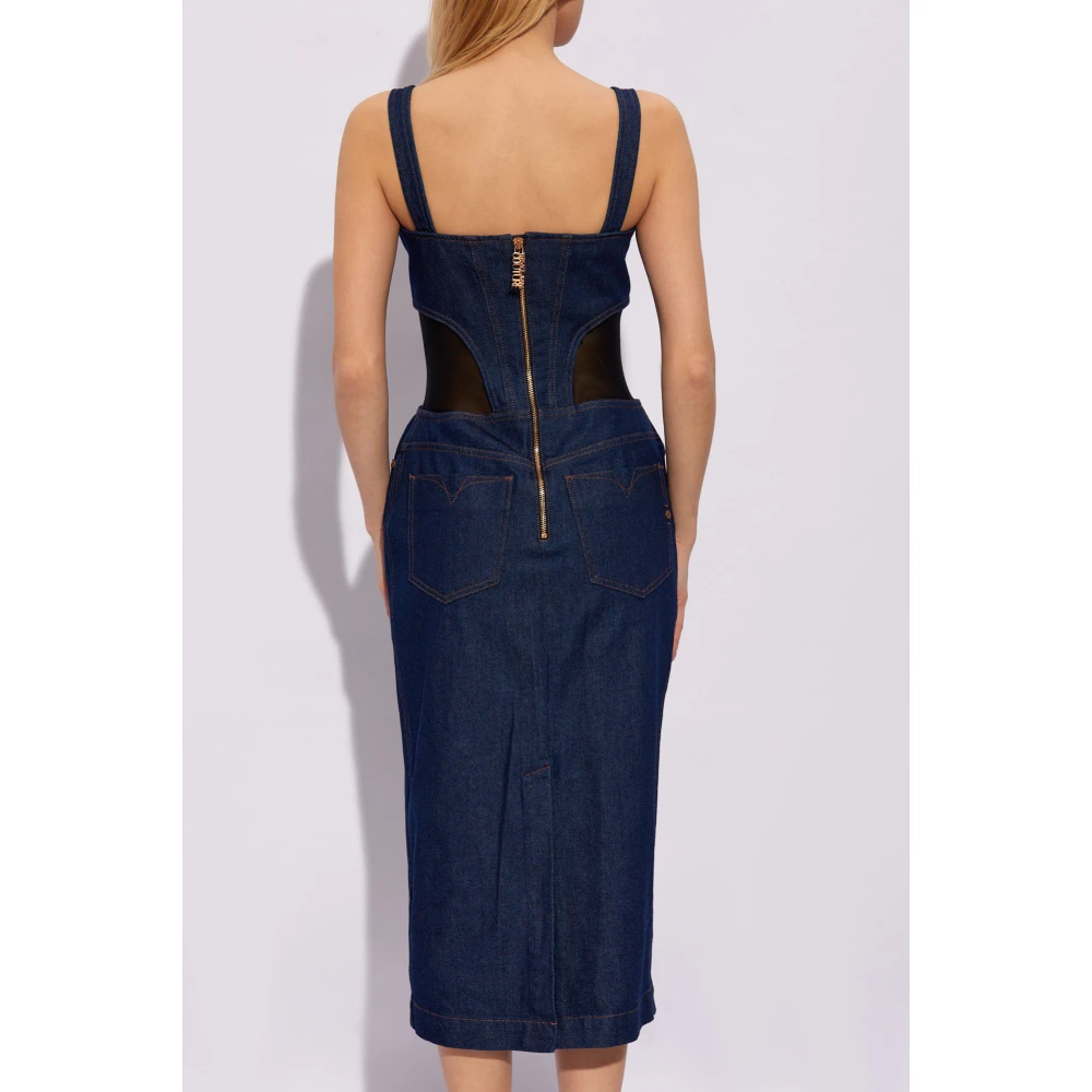 Versace Jeans Couture Denim slip jurk Blue Dames