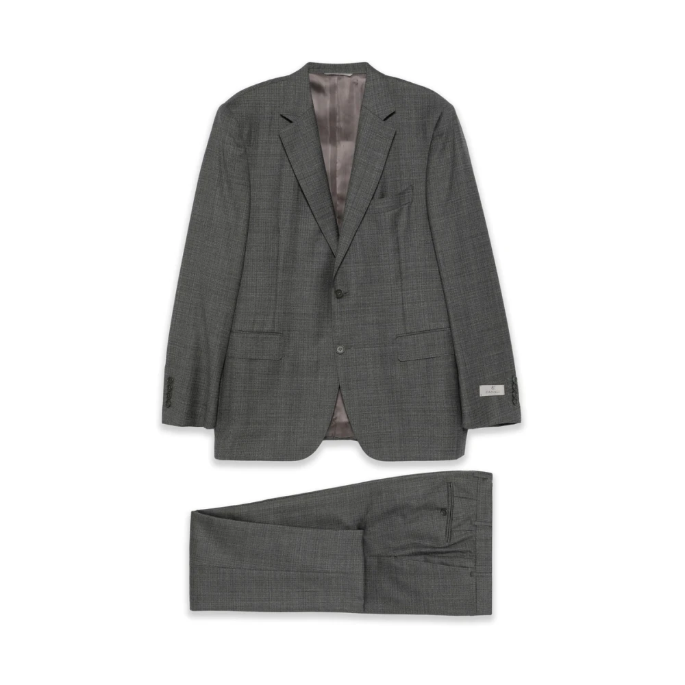 Canali Grijs Pak Jas Knoopsluiting Borstzak Gray Heren