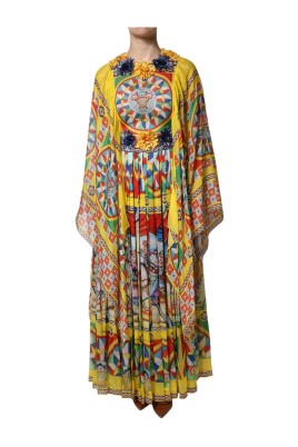 multicolor-carretto-print-silk-dress