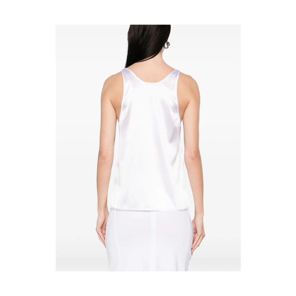pinko Witte Mouwloze Top met Scoop Neck White Dames
