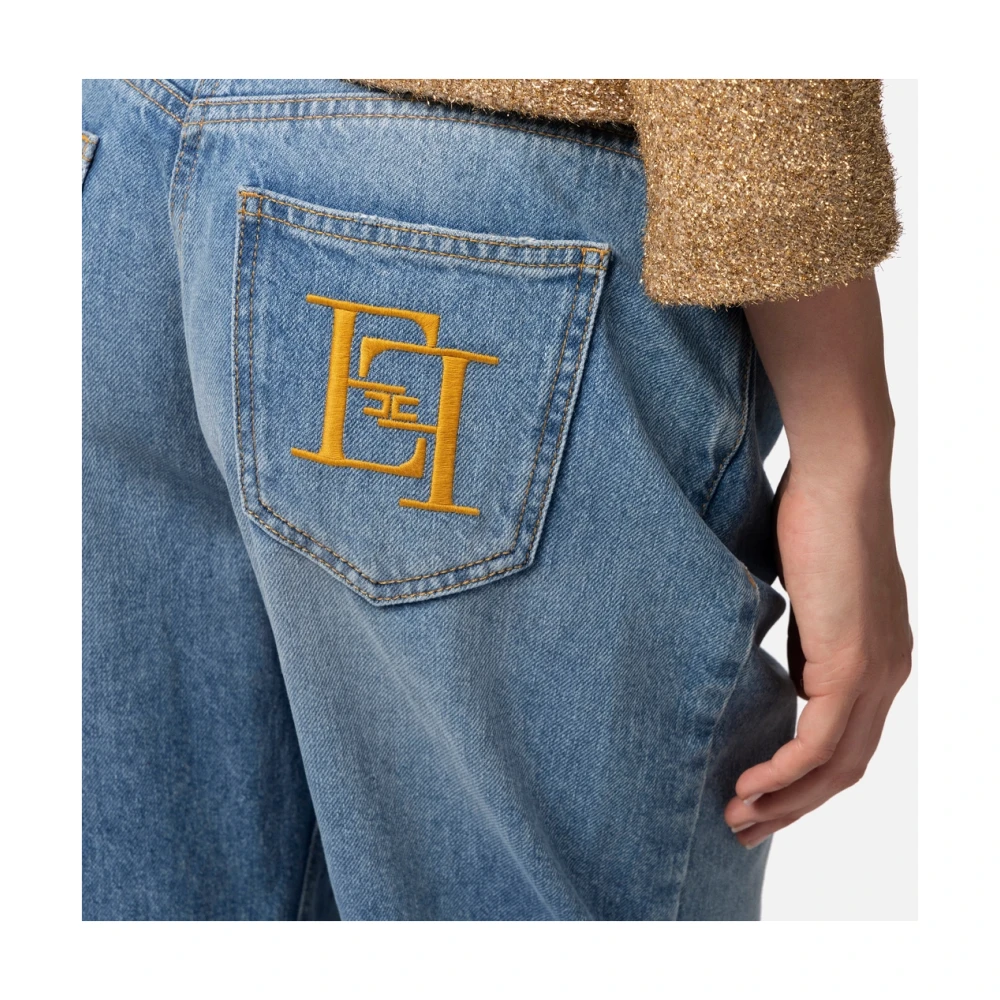 Elisabetta Franchi Rechte jeans met borduursel Blue Dames