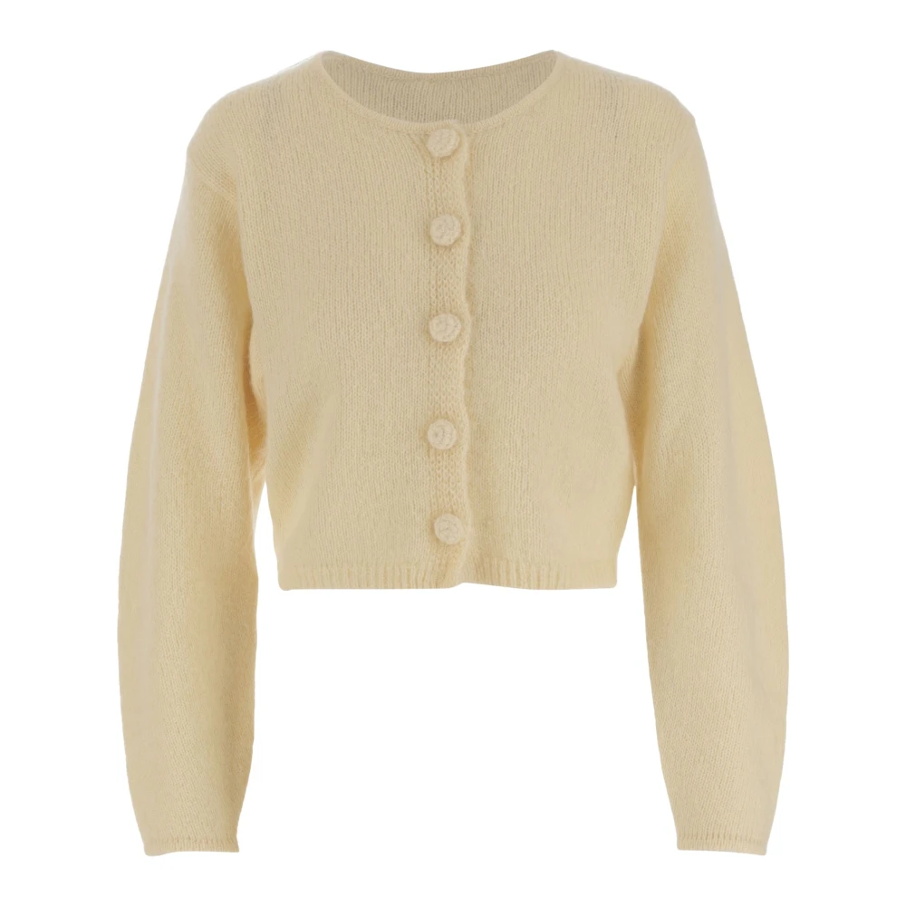 By Malene Birger Wolmix Crew Neck Cardigan By Herenne Birger Yellow Dames