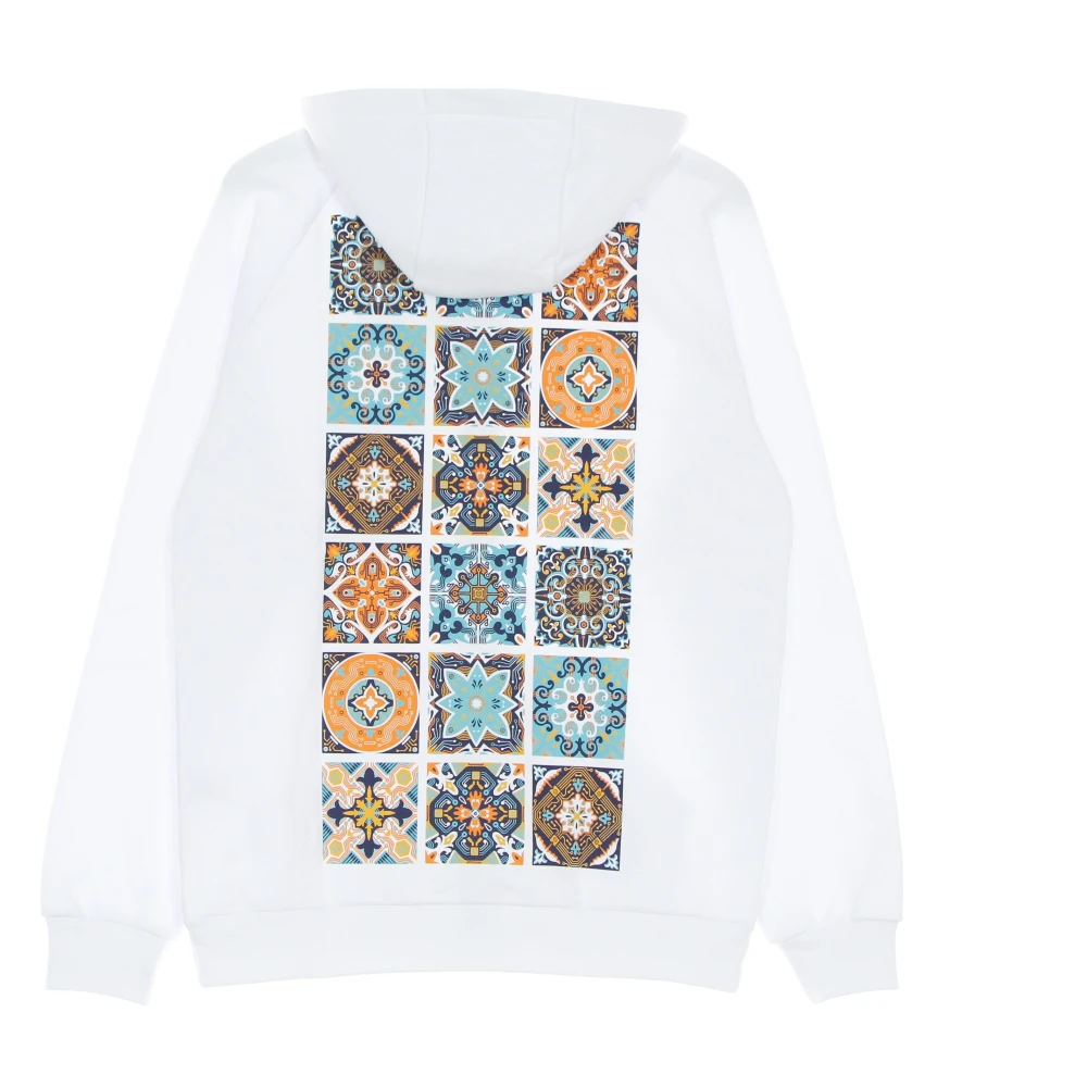 Dolly Noire Maioliche Circuit Printed Zip Up Hoodie White Heren