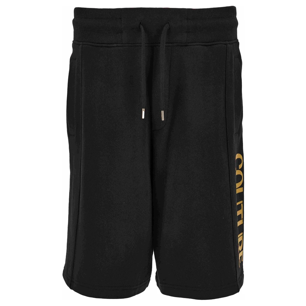 Versace Jeans Couture Zwarte Katoenen Fleece Shorts Black Heren