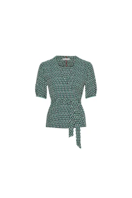 Viskos Blus med Omlottdesign