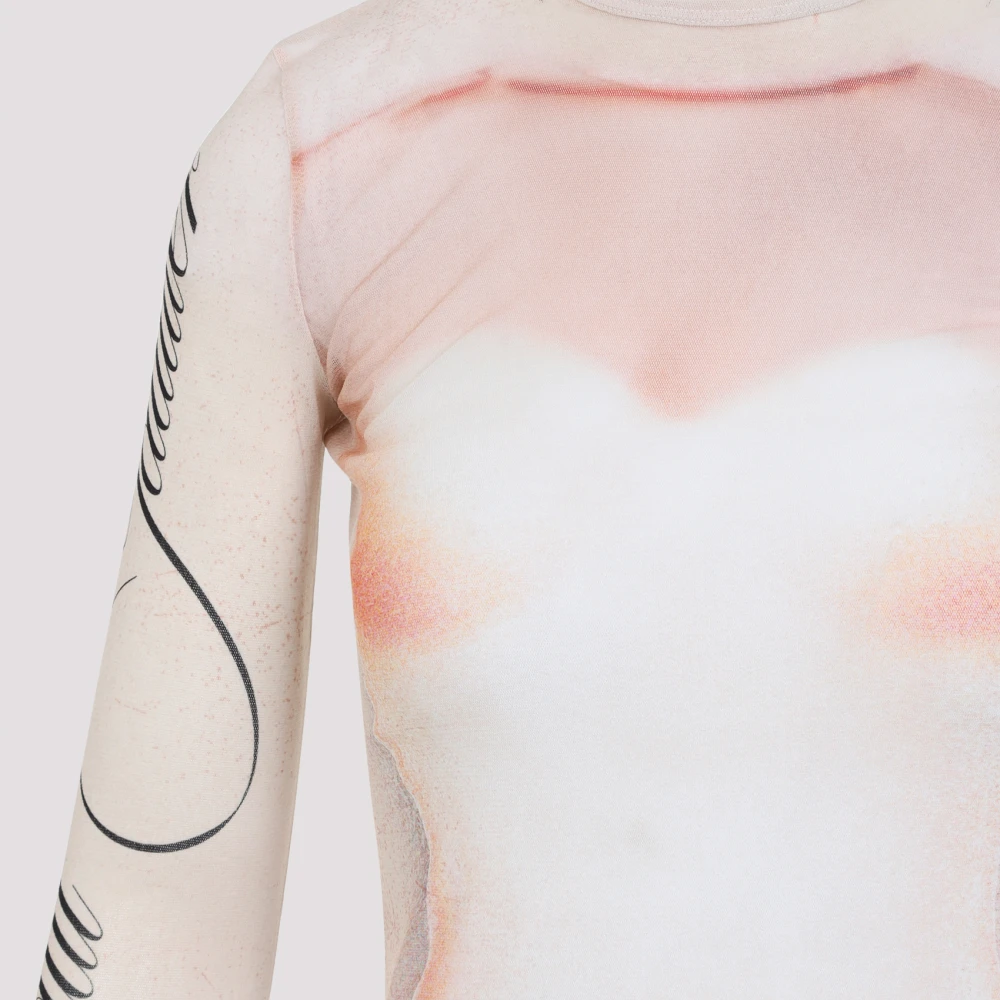 Jean Paul Gaultier Gedrukte Bleekroze Top 2026 Multicolor Dames