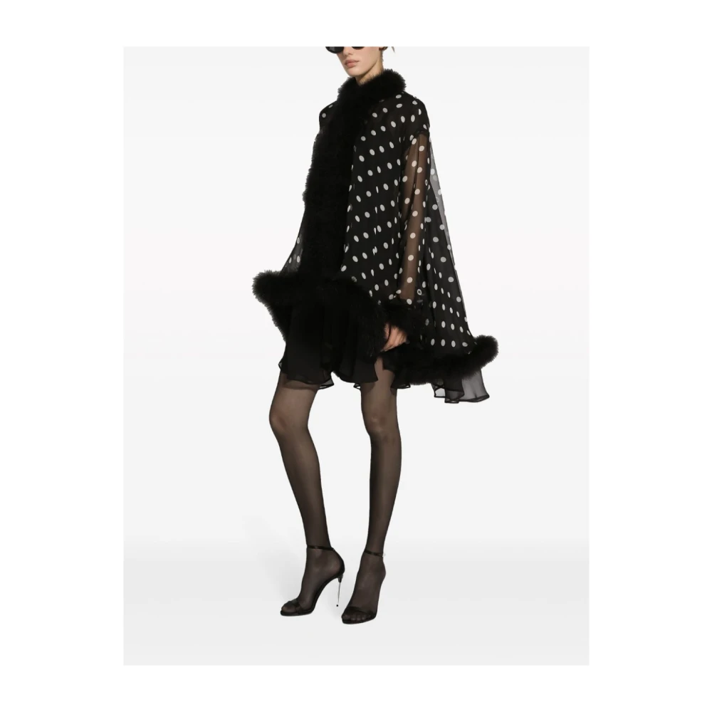 Dolce & Gabbana Zwarte Zijden Polka Dot Jas Black Dames