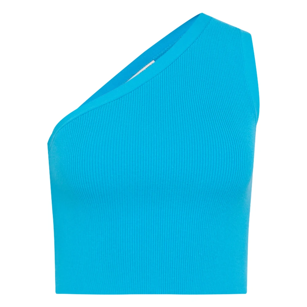 Drykorn Blue Asymmetric Ribbed Top - Female - Sleeveless Tops - S - Tops