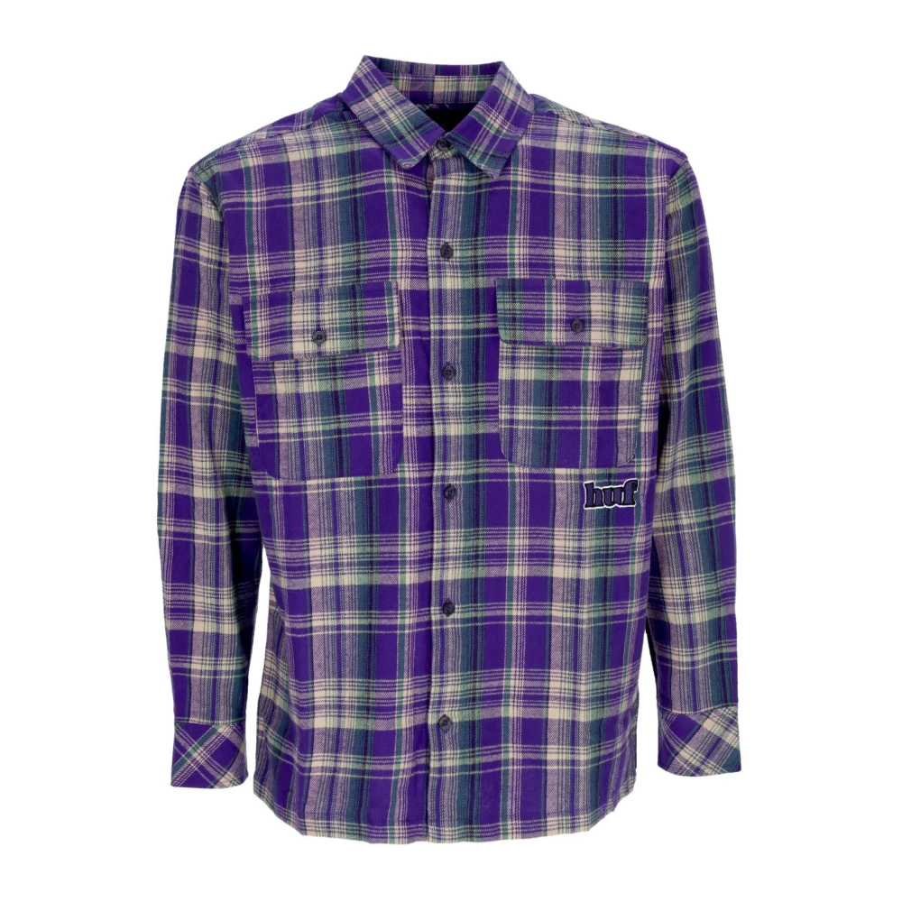 Huf Purple Check Flannel Long Sleeve Shirt - Male - Casual Shirts - Xl - Shirts