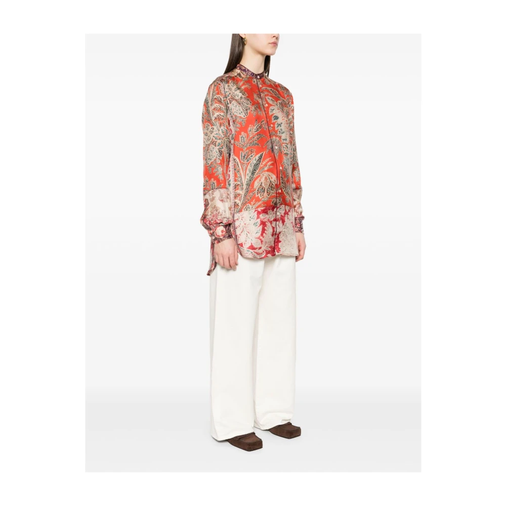 Pierre-Louis Mascia Rood Overhemd met Grafische Print en Knoopsluiting Multicolor Dames