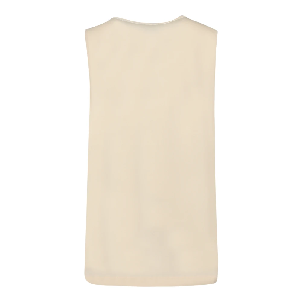 Fabiana Filippi Witte Mouwloze V-hals Blouse Beige Dames