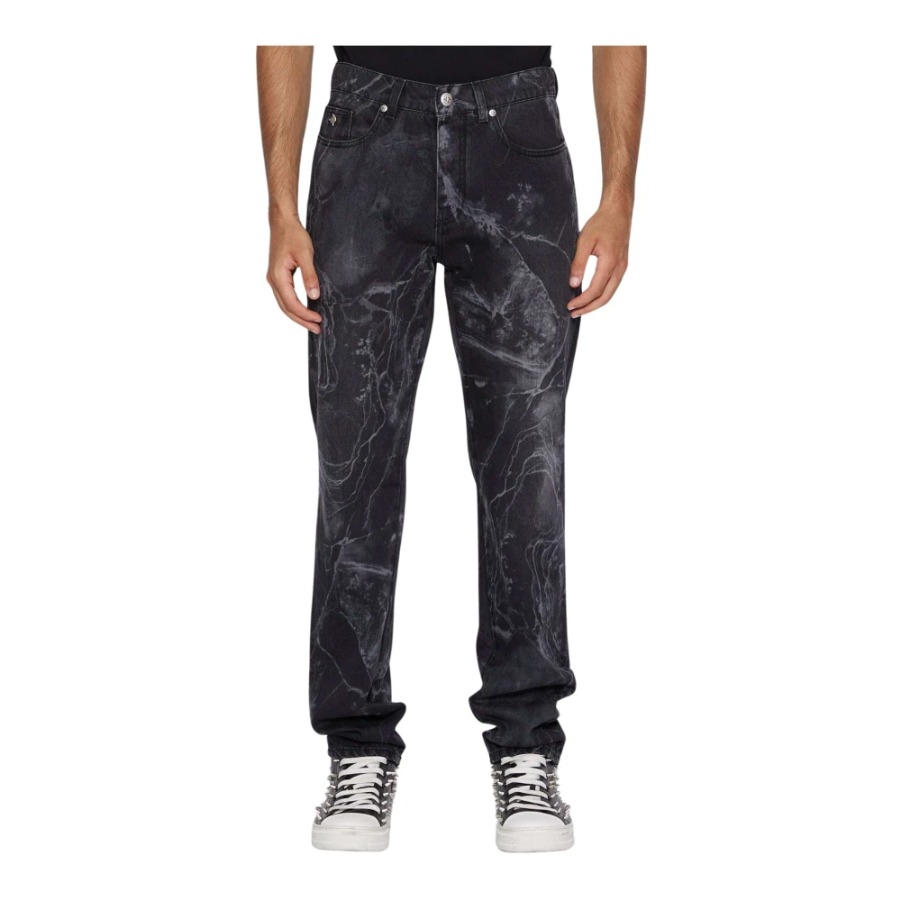 John Richmond Regular jeans met allover patroon Black Heren