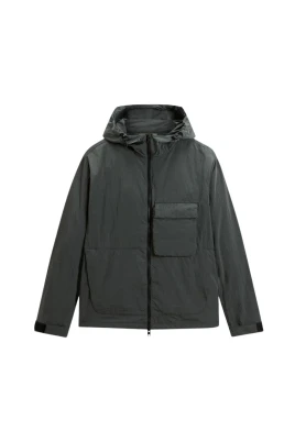 Shiny Nylon Hooded Jacket