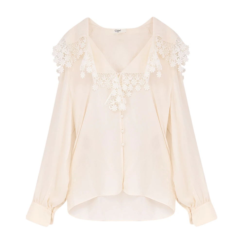 Chloé Women's Pink Blouses, S, Maxi-Collar Blouse