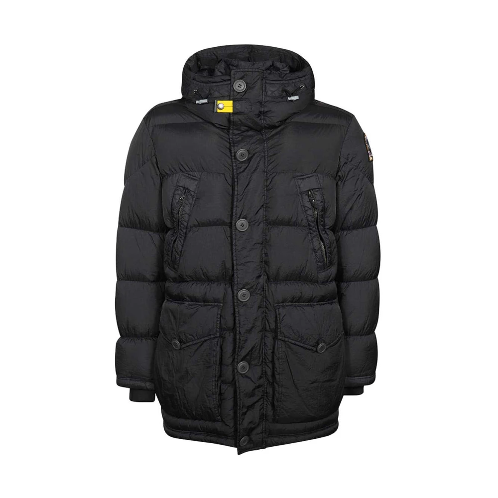 Parajumpers Gewatteerde jas met capuchon en geribbelde manchetten Black Heren