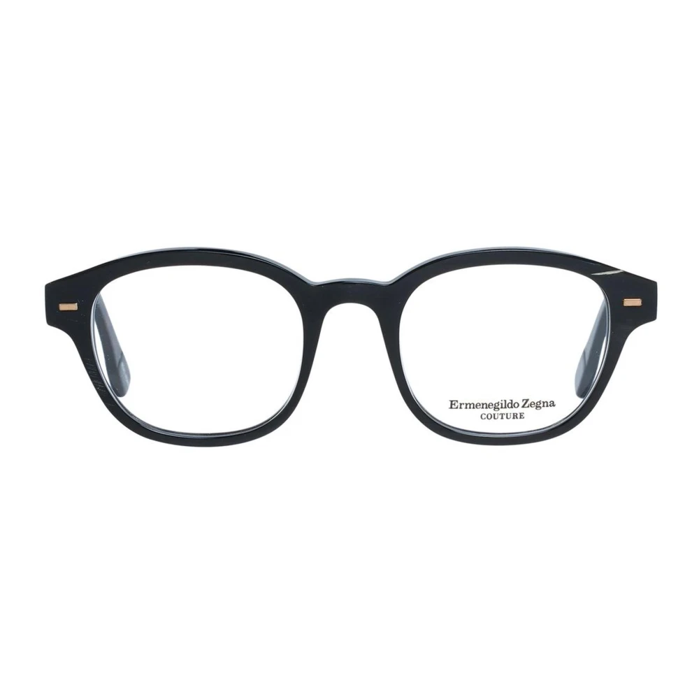 Ermenegildo Zegna Stijlvolle Horn Ronde Optische Monturen Black Heren