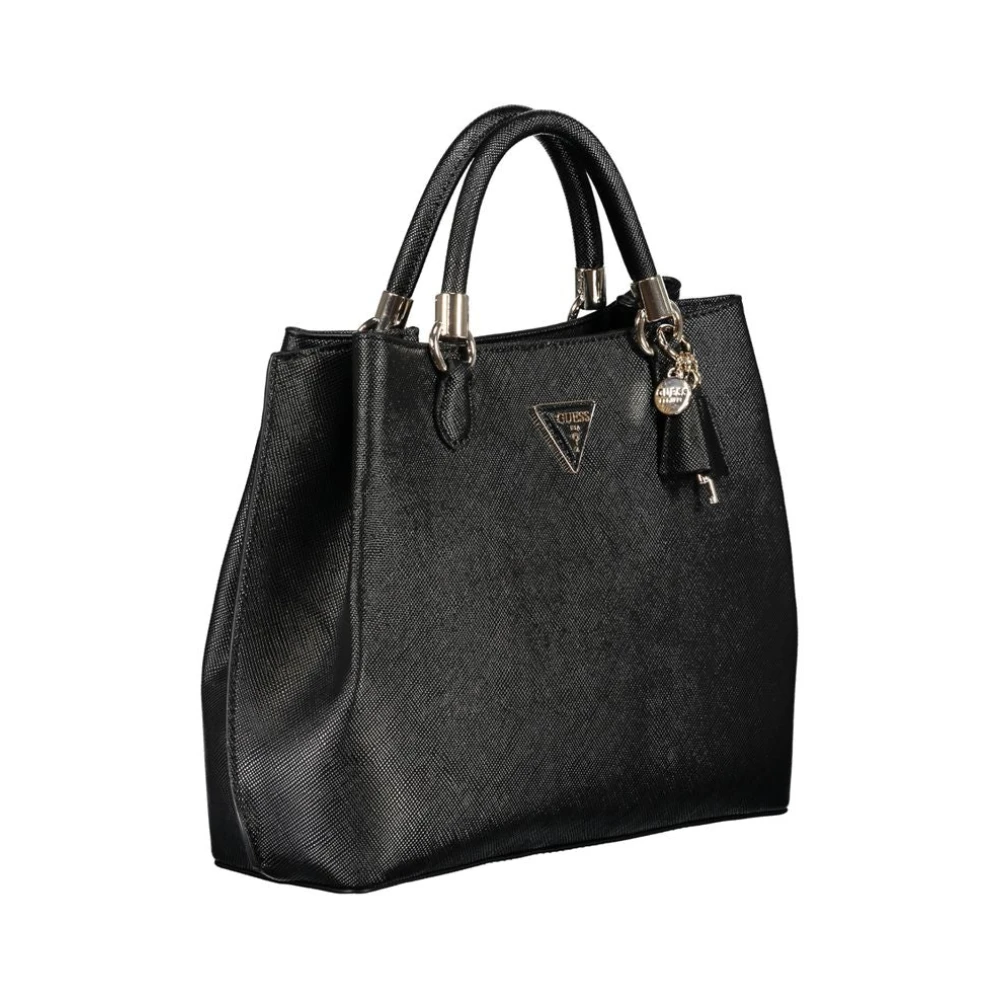 Guess Zwarte polyethyleen handtas met verstelbare schouderband en meerdere compartimenten Black Dames