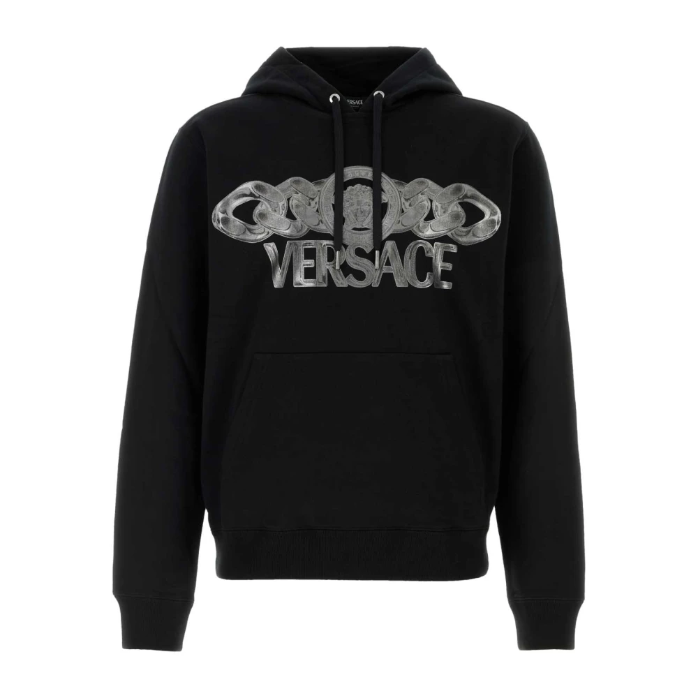 Versace Stijlvol Zwart Katoenen Sweatshirt Black Heren