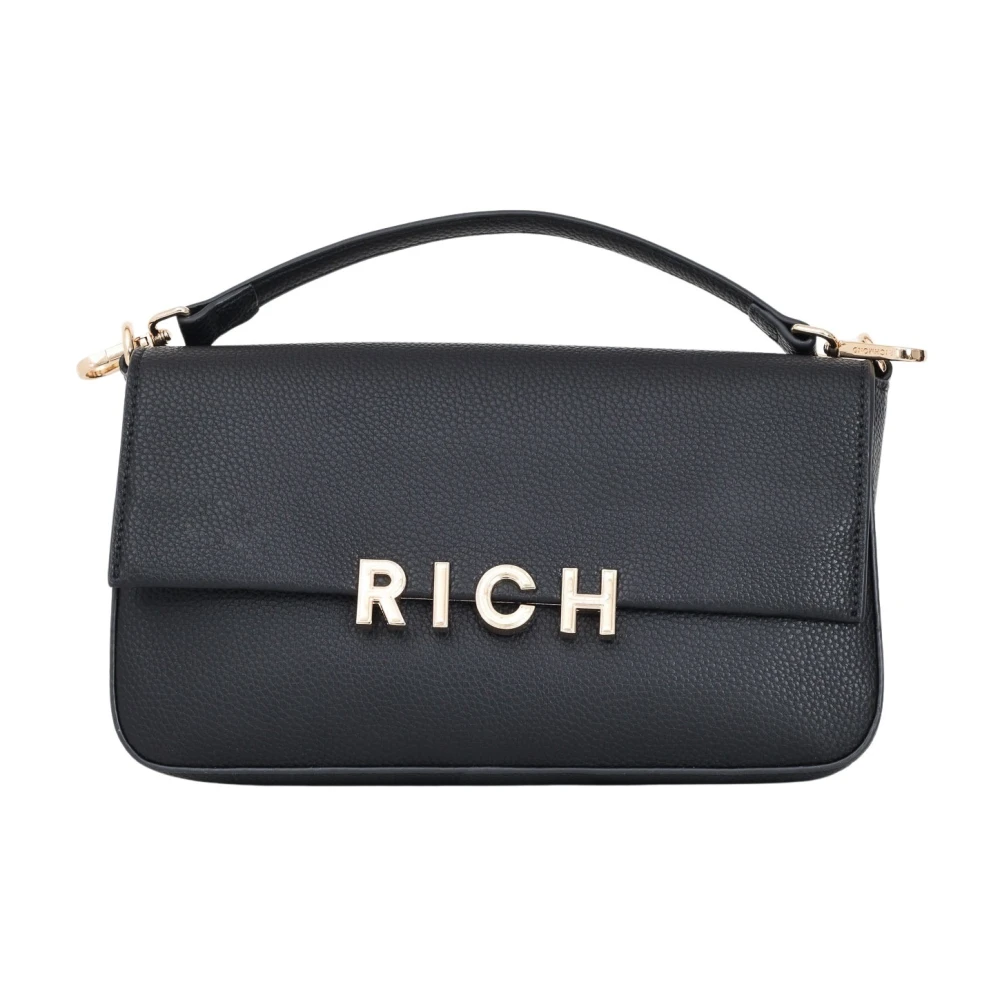 Richmond Zwarte handtas met metalen logodetail Black Dames