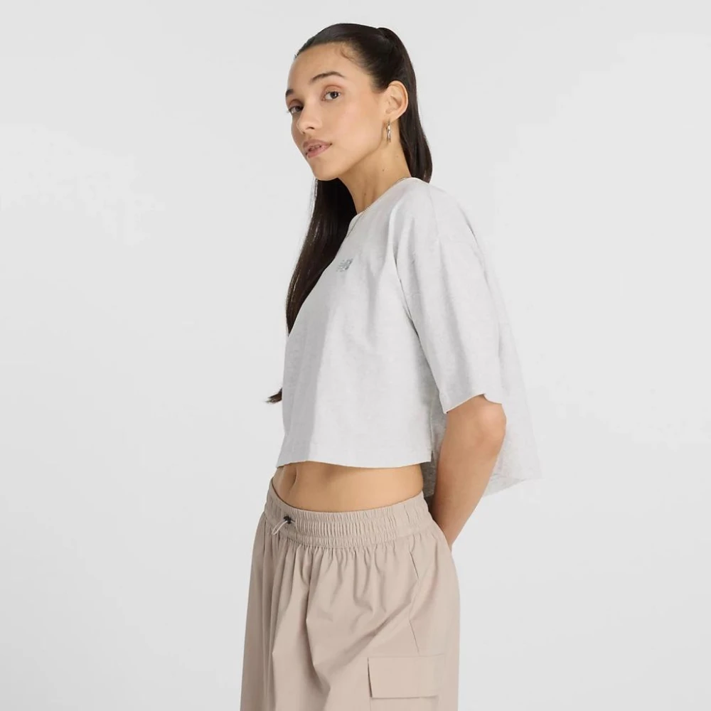New Balance Oversized Logo Jersey T-Shirt White Dames